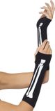 Widmann Halloween handschoenen zonder vinger skelet voor volwassenen, zwart, polyester