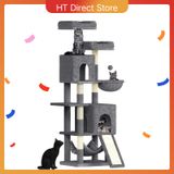 Dogat Cat-krabpaal 158 cm klimtoren met 7 krabpijlers, 2 huizen en 2 hangmatten voor binnenlandse katten