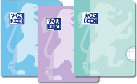 Oxford School Schoolschrift A5 Lijn met kantlijn 3 stuks - Pastel