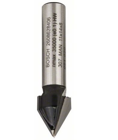 Bosch V-groeffrees - 8 mm schacht - 11 mm diameter - 14 mm breedte