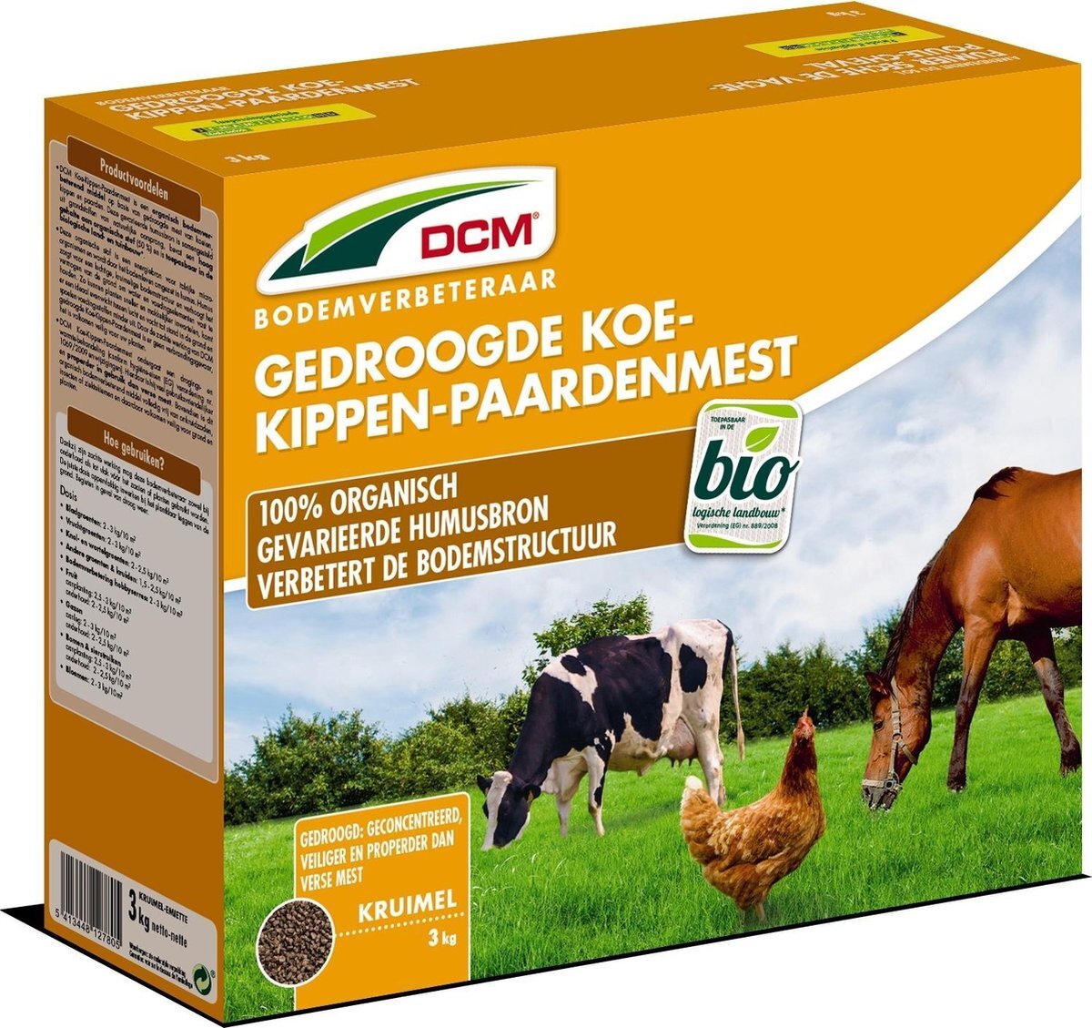 DCM Koe-Kip-Paardenmest 3 kg in strooidoos