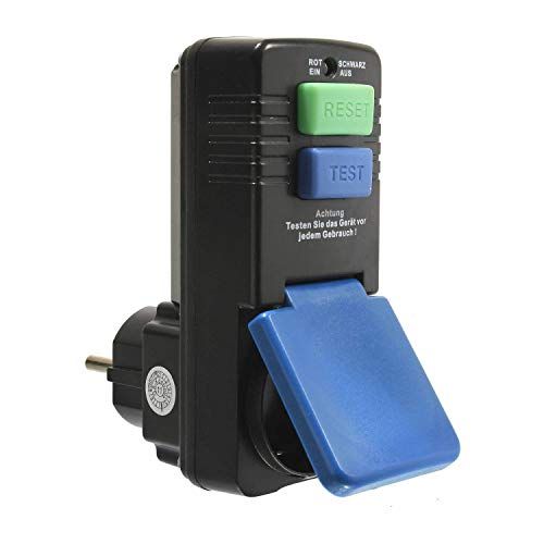 AS-Schwabe Persoonlijke Beschermingsadapter 30 mA - Schuko 230 V/16 A/max. 3500 W - Tussenstekker voor Bescherming tegen Elektrische Schokken - Functieweergave en Testschakeling - IP44 - 45230