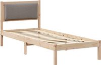 vidaXL Bedframe met hoofdeinde, taupe, 80 x 200 cm, massief grenenhout