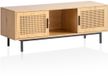 Ervesto WL6.832 - Tv-meubel Lowboard 120x45,5x40 cm - Eiken Decor Met Weens Vlechtwerk - Rotan Schuifdeuren - Opbergvakken - Voor Tv’s Tot 60 Inch