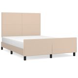vidaXL Bedframe met hoofdbord, kunstleer, cappuccinokleurig, 140x200 cm