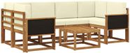 vidaXL Hoek loungeset 6 zitplekken acacia hout natuurlijk en crème