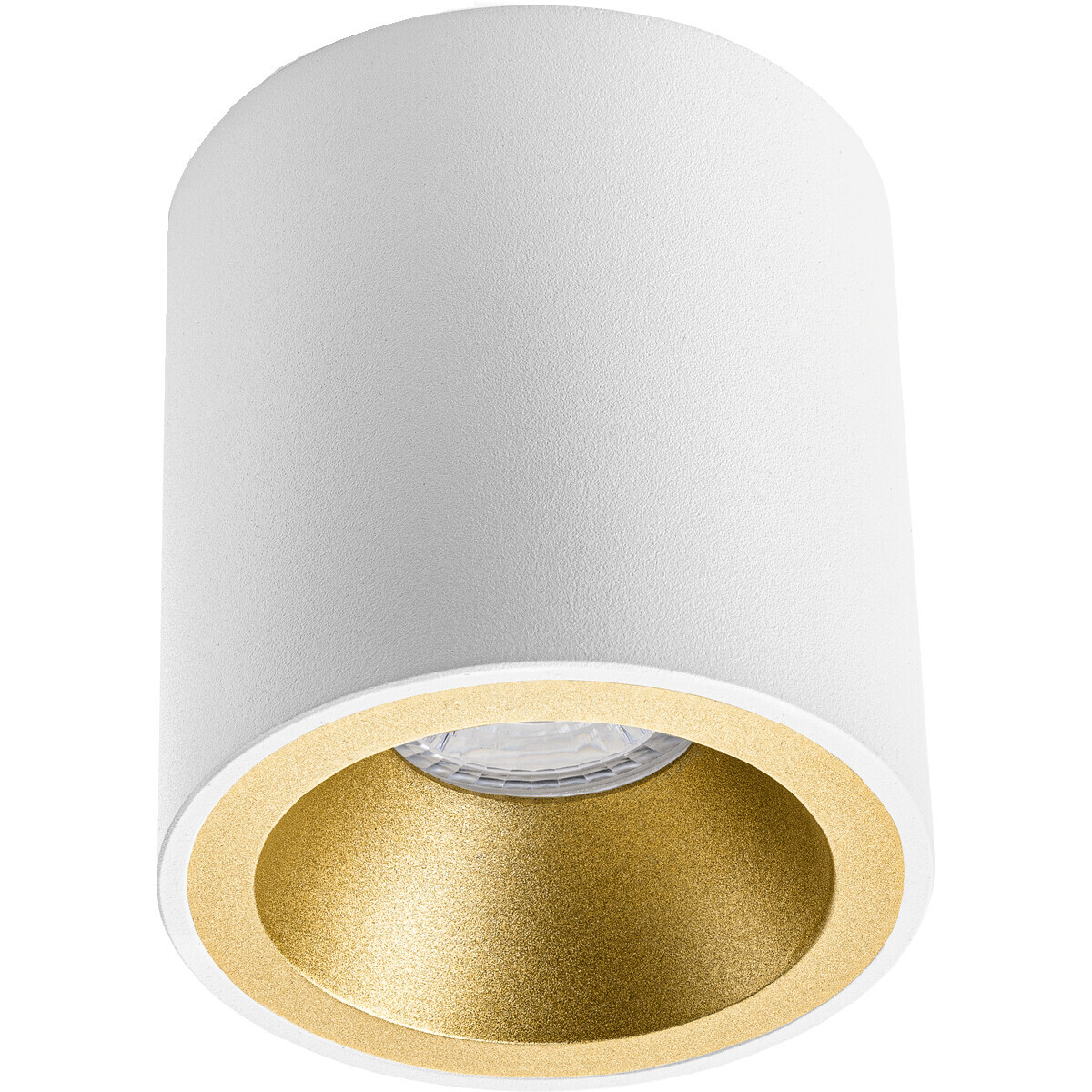 BES LED Opbouwspot GU10 - Pragmi Cliron Pro - Opbouw Rond - Mat Wit/Goud - Aluminium - Verdiept - Ã˜90mm