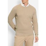 OLYMP Casual modern fit trui structuur - katoenmengsel - O-hals - beige