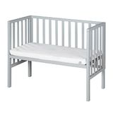 roba Bijzetbed 2-in-1 met matras Safe Asleep 45 x 90 cm en barrière, grijs hout, geschikt voor alle hoogtes van ouders, vanaf de geboorte, ombouwbaar tot bank tot 65 kg