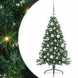 vidaXL - Kunststof - Voorverlichte - Kerstboom - met - 150 - LED - Groen - 120 - cm - PVC