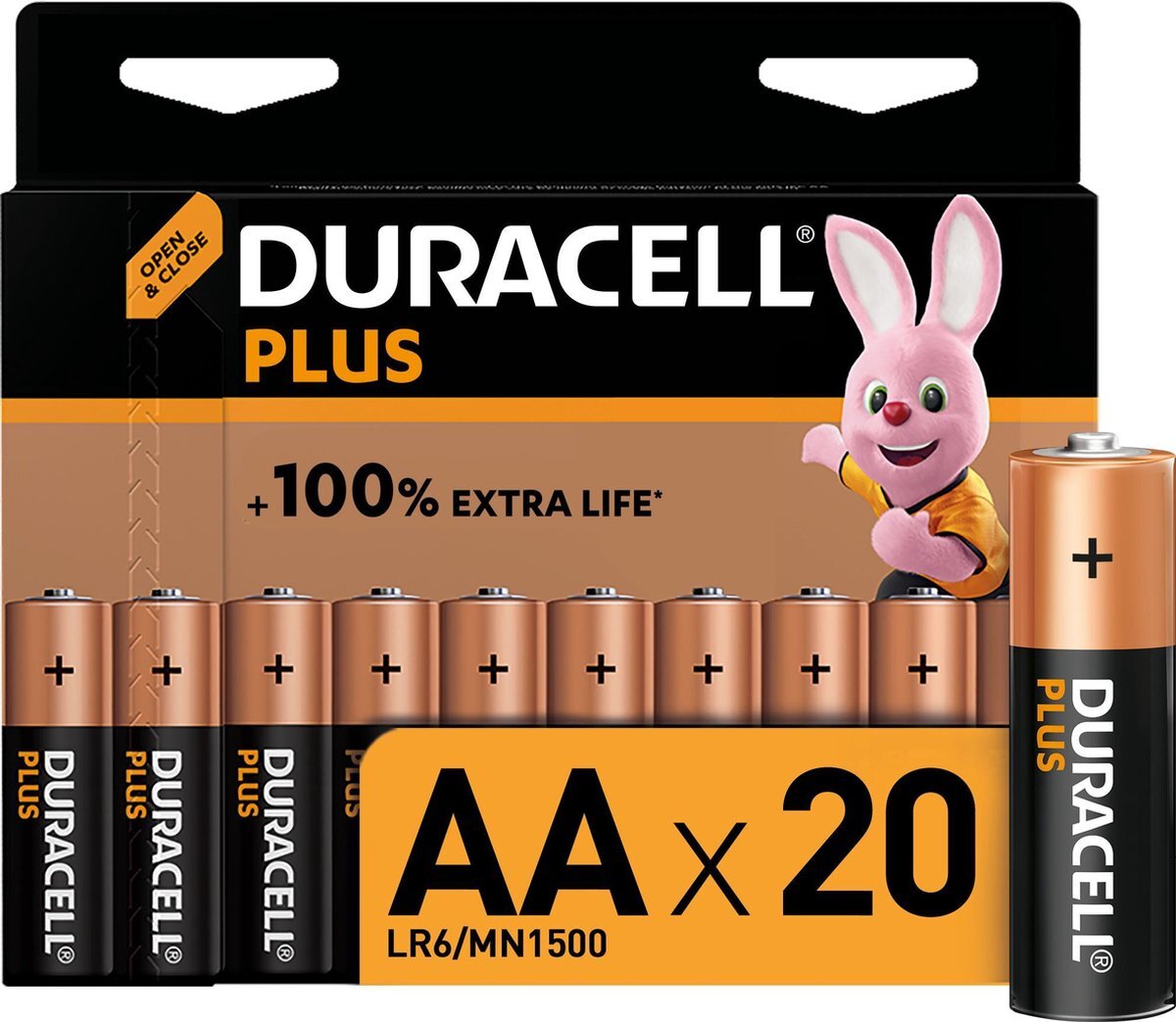 Duracell Plus Alkaline AA batterijen, 20 stuks