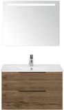 BES LED Seville Badmeubelset 80 cm - Tabacco Edge Greep - Wastafel Enjoy met Sence Spiegel