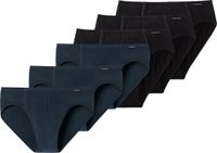 SCHIESSER Slip Set van 6 Zwart/Blauw Katoen/Elastaan Effen Mannen XL