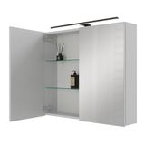Planetmöbel Spiegelkast ARIA 80 cm Wit-Grijs met Zwarte LED Lamp
