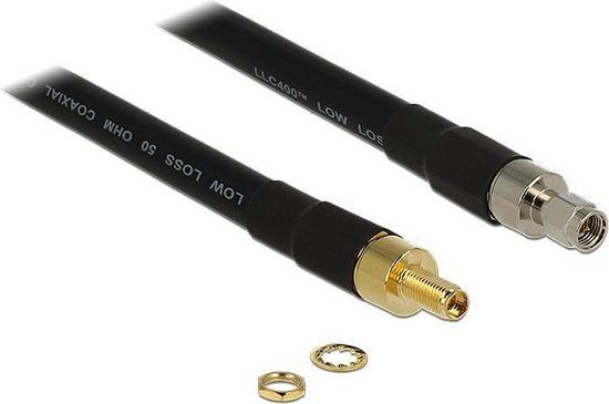 DeLOCK 0.4m SMA/SMA coax-kabel CFD400, LLC400 0,4 m Zwart