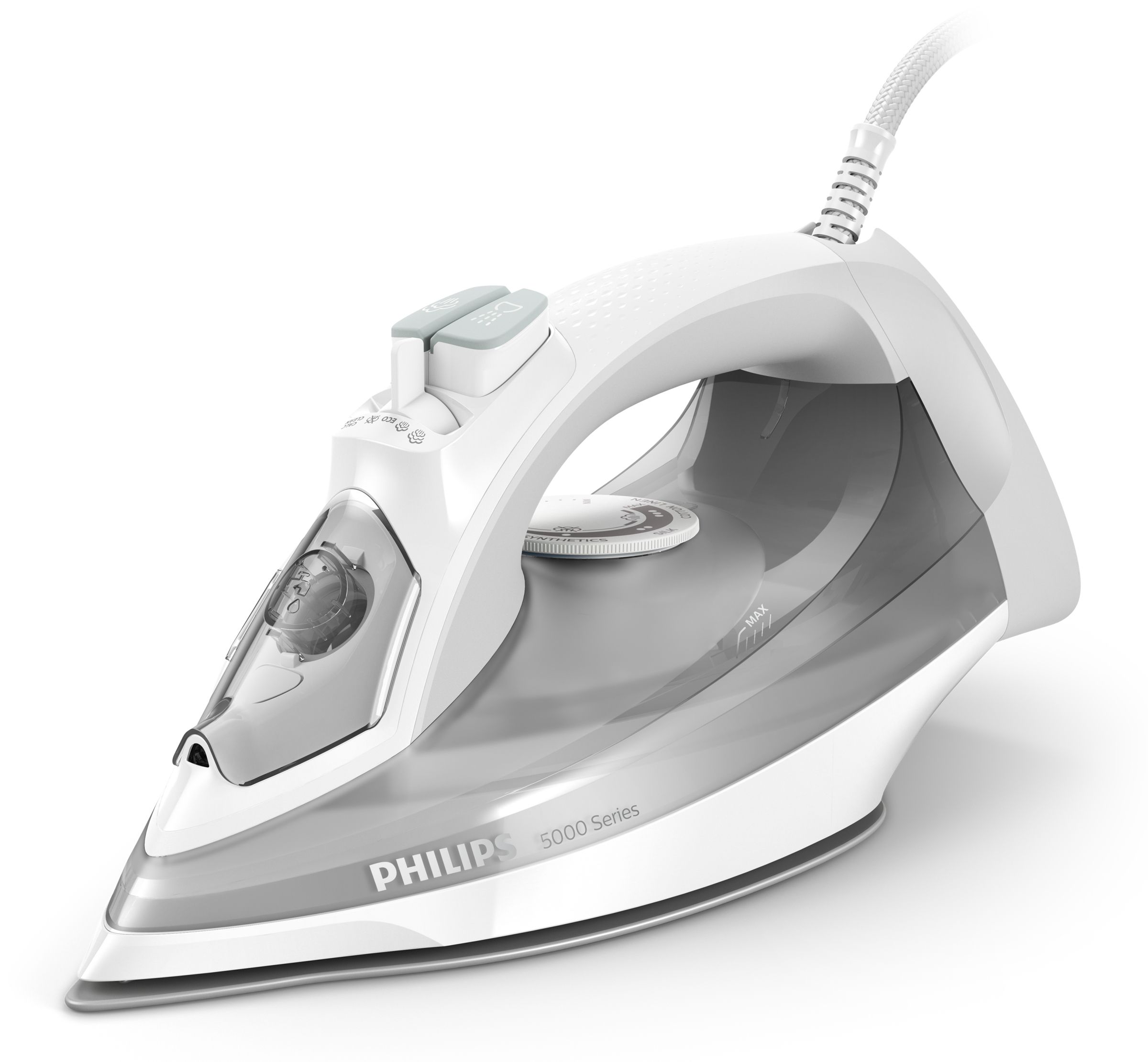Philips 5000 Series DST5010/10 Steam Iron - 2400W - SteamGlide Plus Soleplate - Grey/White