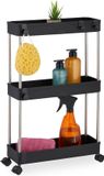 Relaxdays keukentrolley smal - rem - 3 laags - 62 x 41,5 x 14,5 cm - badkamer trolley