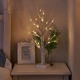 Merkloos 2 Set Lichtboom - Lichtgevende Boom - warmwitte LED’s - lichtgevende berkentakken voor binnen - Kerstversiering - Kerstdecoratie - 60 cm Lichtboom - Wit