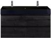 BES LED Maxx XL Badmeubelset 120 cm - Black Oak - Wastafel Kube Enkel Zwart 2 Kraangaten