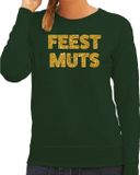 Bellatio Decorations foute kersttrui/sweater dames - groen - glitter goud - XL