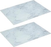 Secret de Gourmet Snijplank rechthoek wit met marmer print 40 x 30 cm van glas - 2x