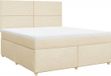 vidaXL Boxspring met matras stof crèmekleurig 180x200 cm