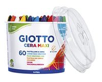 GIOTTO Cera Maxi waskrijt, 60 stuks, wasbaar, 5 x 12 verschillende kleuren, ideaal voor feestjes en scholen