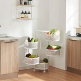 [en.casa] H.T. Trade Service GmbH & Co. KG Keukentrolley Steigen met 5 manden rond staal 89,5xØ33 cm wit