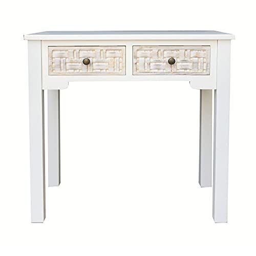 DRW Ingangtafel met 2 schuifladen van MDF-hout, wit, 78 x 30 x 78 cm