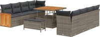 vidaXL Banc de jardin - Ensemble - 12 places - Gris - poly - rotin