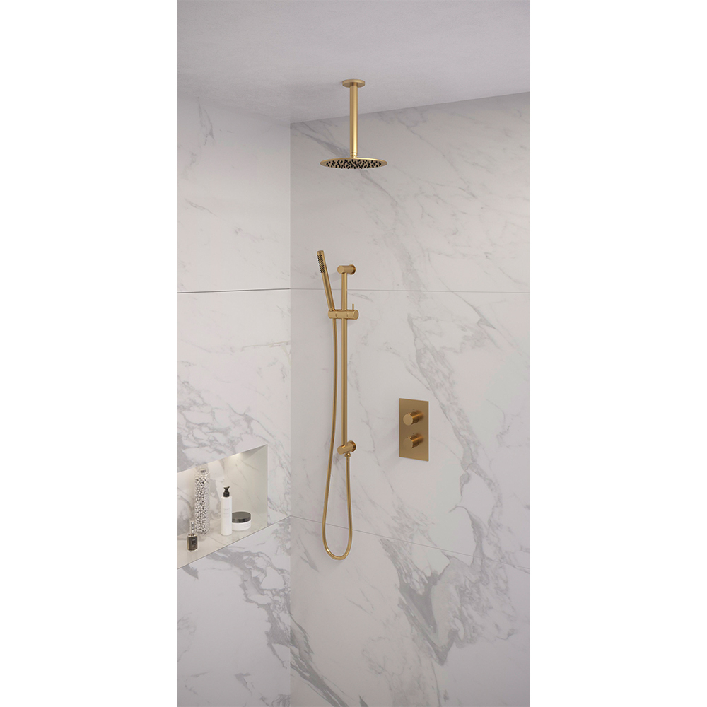 Brauer Brauer Gold Edition regendoucheset glijstang en staafhanddouche 3-weg Ø20cm goud