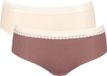 Sloggi Women GO Ribbed R Hipster (2-pack) - dames slip - lichtbruin en ecru