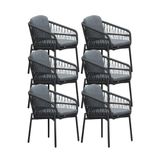LUX outdoor living Rico dining tuinstoel set van 6 | aluminium + touw | charcoal