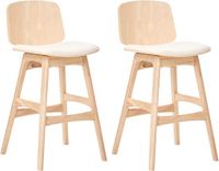 Beliani CHARLESTON - Set van 2 barstoelen - Lichtbruin/Lichtbeige - Rubberhout