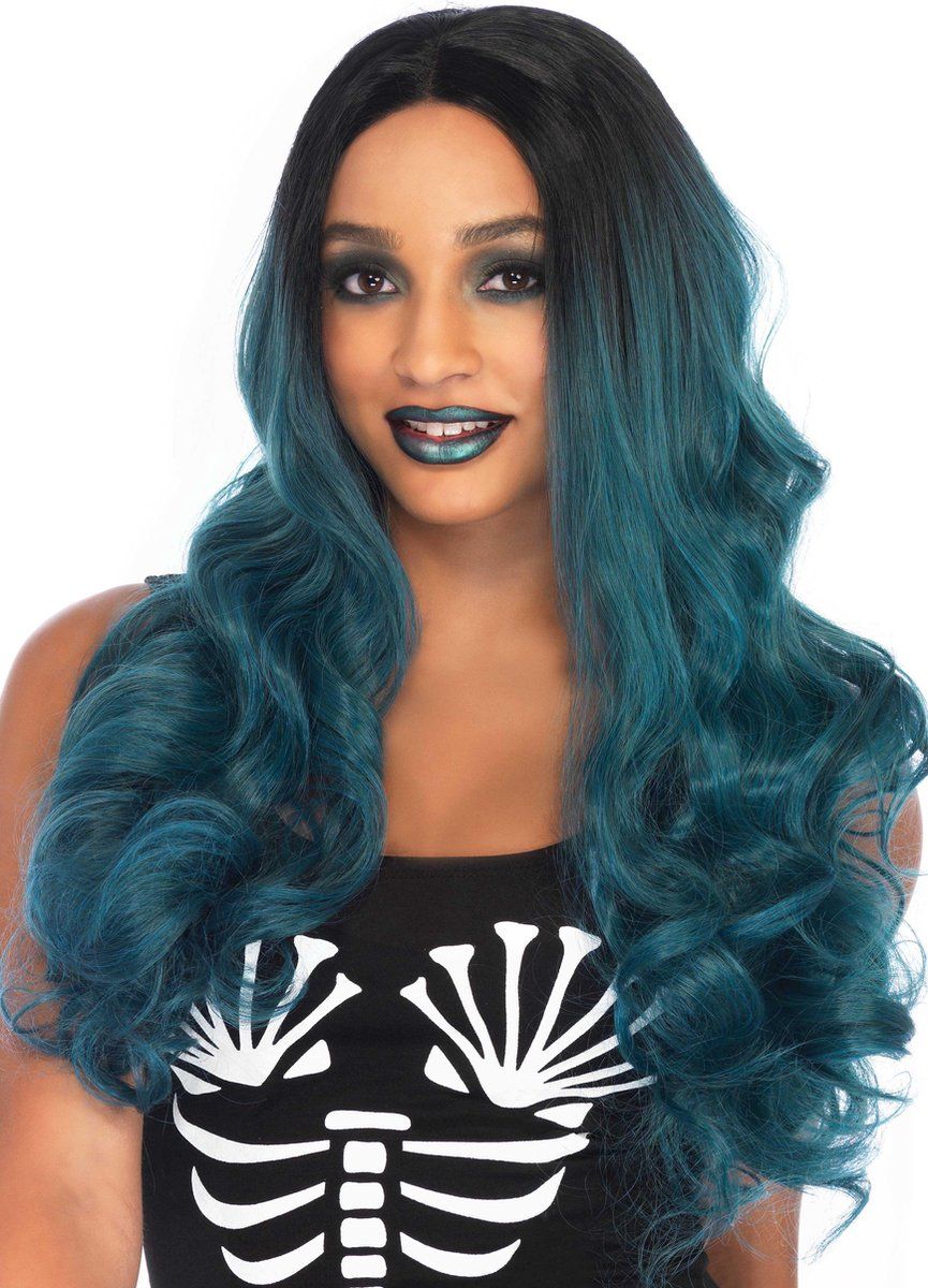 Leg Avenue Pruik Blended 2-Tone Long Wavy Blauw - Blauw