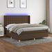Maison Exclusive - Lit boxspring avec matelas et éclairage LED, brun foncé, 160x200 cm, textile