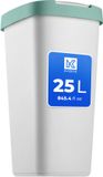 KADAX Afvalcontainer 25 liter, afvalemmer met kanteldeksel, afvalemmer voor afvalscheiding, vuilnismand van kunststof, robuuste vuilnisemmer, vuilnisemmer (grijs/groen)
