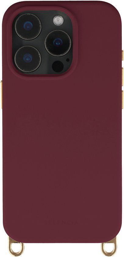 Selencia Rivièra MagSafe Backcover met afneembare haakjes voor de Apple iPhone 15 Pro - Bold Burgundy