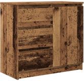 vidaXL Dressoir met lade oud hout 71x35x65 cm spaanplaat