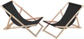 Merkloos Set van 2 beukenhouten ligstoelen - kleur zwart