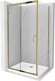 Mexen Apia cabine de douche coulissante 120 x 80 cm, transparent, or + receveur de douche plat, blanc
