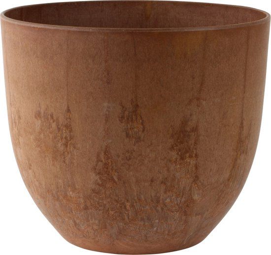 Artstone Bloempot/plantenpot gerecycled kunststof/steenpoeder Terra bruin dia 33 cm en hoogte 29 cm voor binnen/buiten - Met drainagesysteem