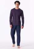 SCHIESSER Pyjama lang Heren Aubergine Effen 100% Katoen Maat 54