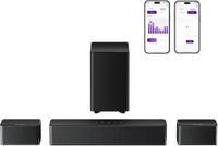 ULTIMEA 5.1 Soundbar voor tv, surround sound-systeem, draadloze subwoofer basversterking, app-bediening, Poseidon M4T