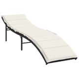 VidaXL Lounge Tuinstoel Gecapitonneerde zitting Polyrattan Staal Crème Wit