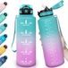 HoneyHolly Waterfles, 1500 ml, duurzaam, motiverend, herbruikbaar, lekvrij, waterfles voor school, sportschool, kantoor, camping, sport