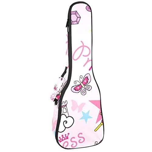 Mersov Tenor Ukulele Gigbag Waterdichte Ukelele Case Gewatteerde Rugzak, Geweldig voor Sopraan Concert (21/23/24") Prinses Kasteel Magische Stick Roze