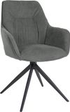 CLP Jules Eetkamerstoel - Draaibaar - Fauteuil - Met armleuning - Metaal frame - Stof - grijs