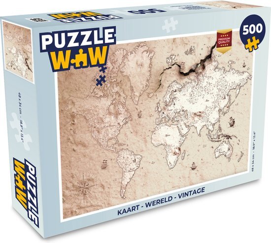 MuchoWow Puzzel Kaart - Wereld - Vintage - Legpuzzel - Puzzel 500 stukjes