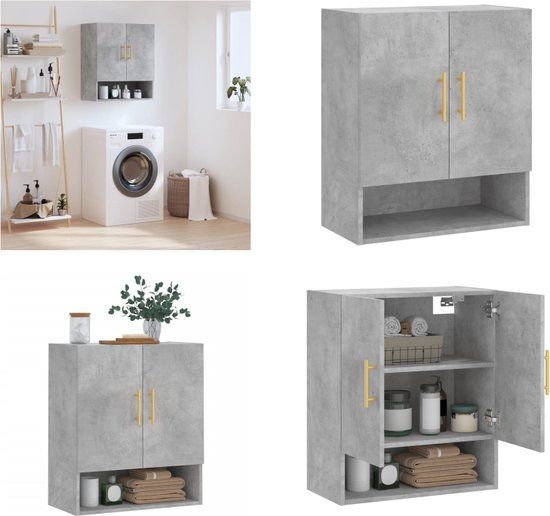 vidaXL Wandkast 60x31x70 cm bewerkt hout betongrijs